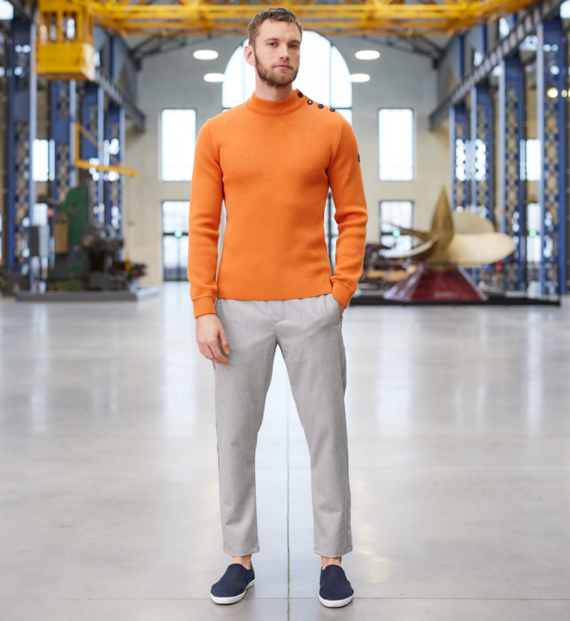 Pull Royal Mer col montant boutonné Abricot – ADRIAN – Image 2