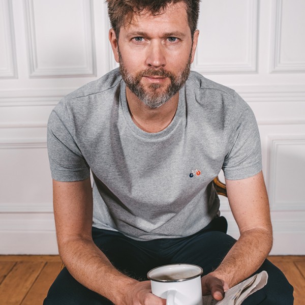 T-Shirt BAPTISTE Gris Brodé VELO – La Gentle Factory – Image 2