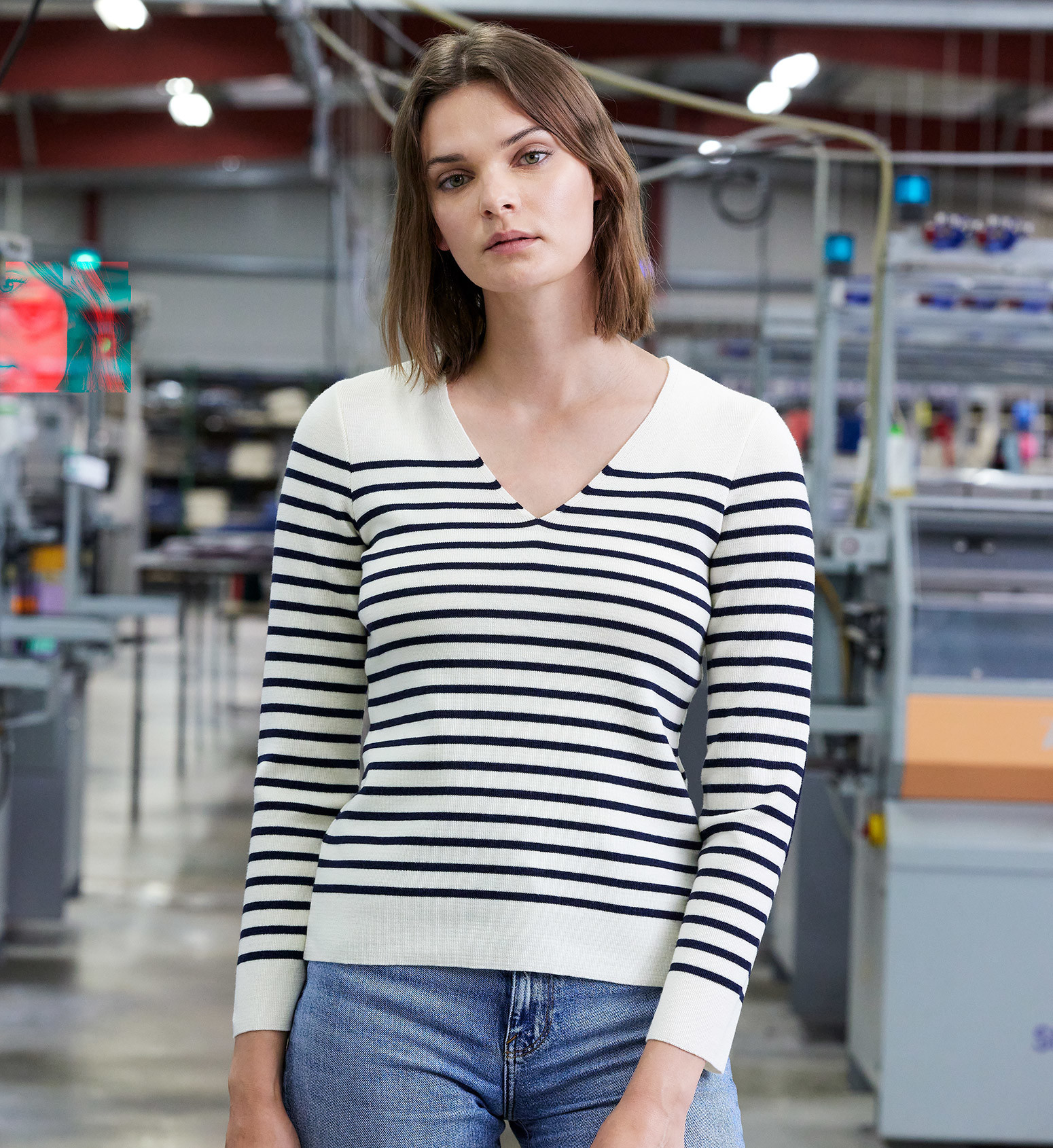 Pull rayé Femme | Col V – HOMARD – Royal Mer