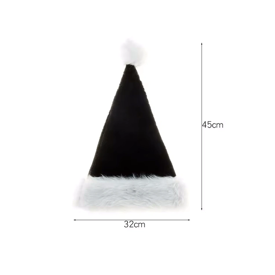 Bonnet de Noël noir en peluche – Image 3