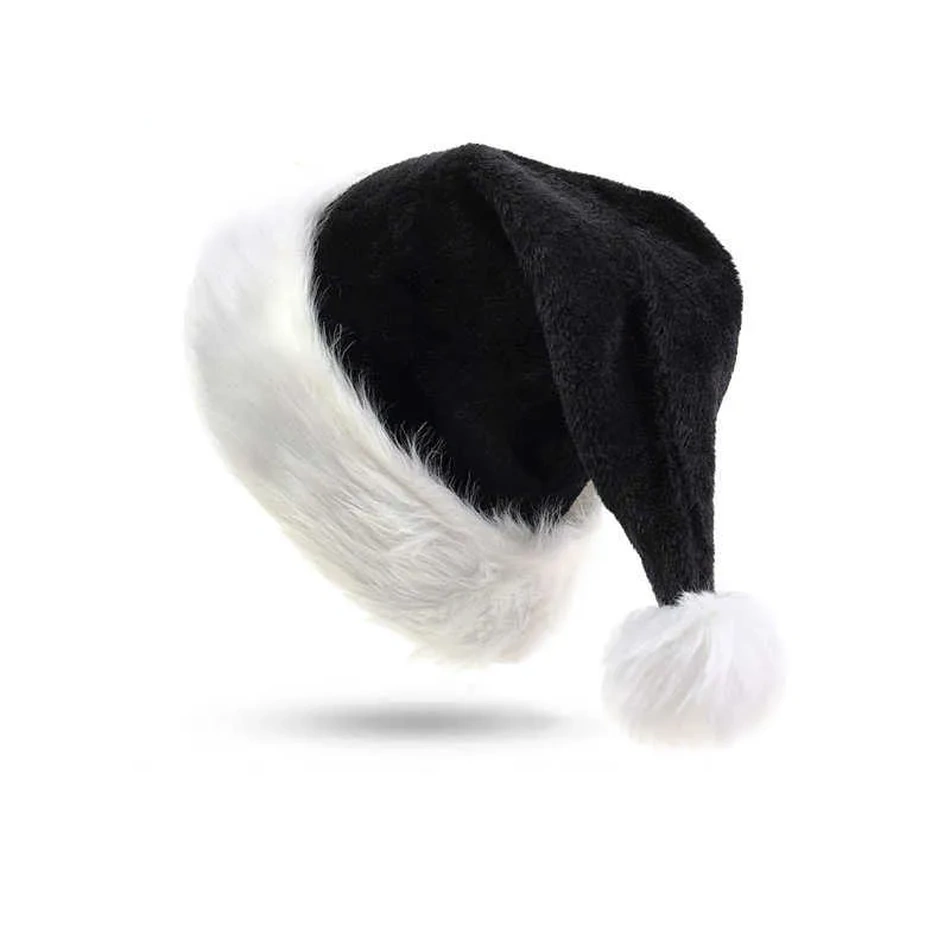 Bonnet de Noël noir en peluche – Image 2