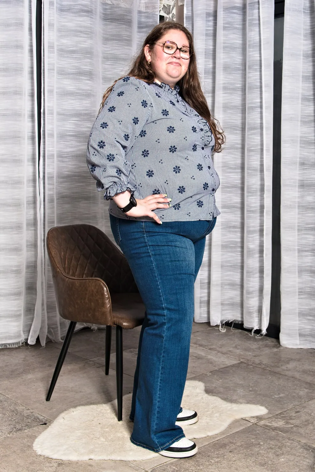 Chemise à rayures brodée femme