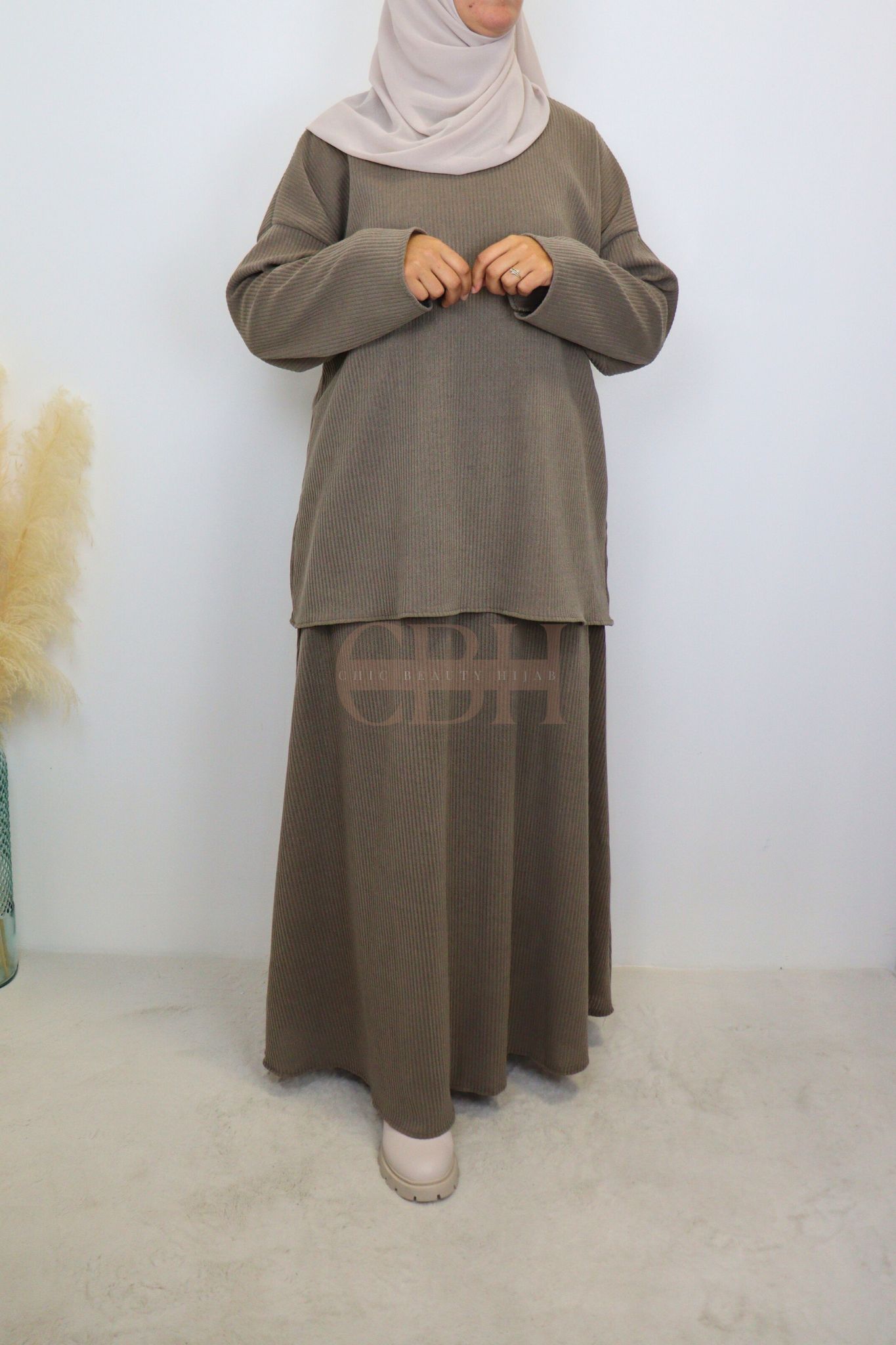 Ensemble jupe velours côtelé Taupe