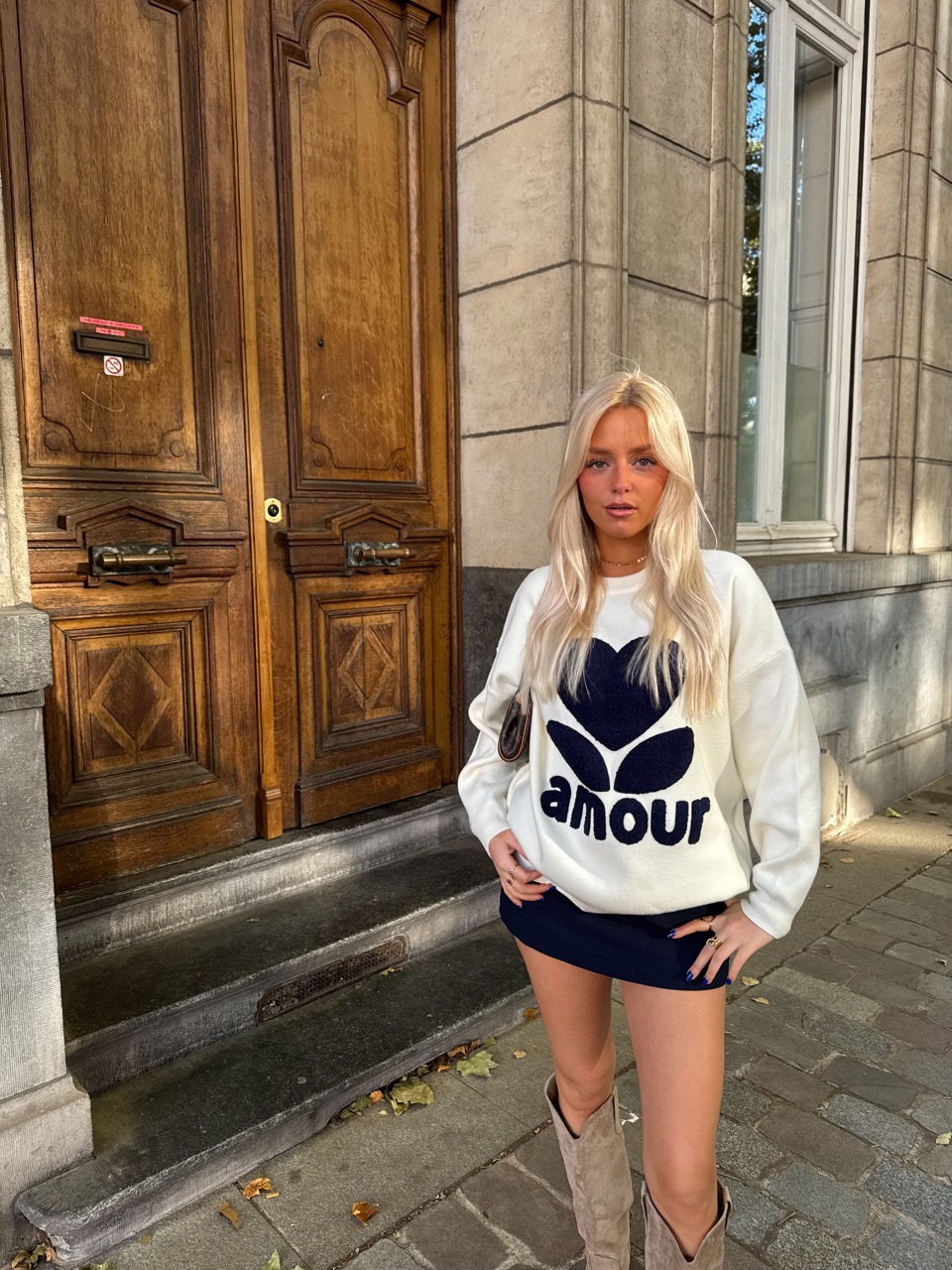 PULL AMOR ECRU/BLEU MARINE – Image 7