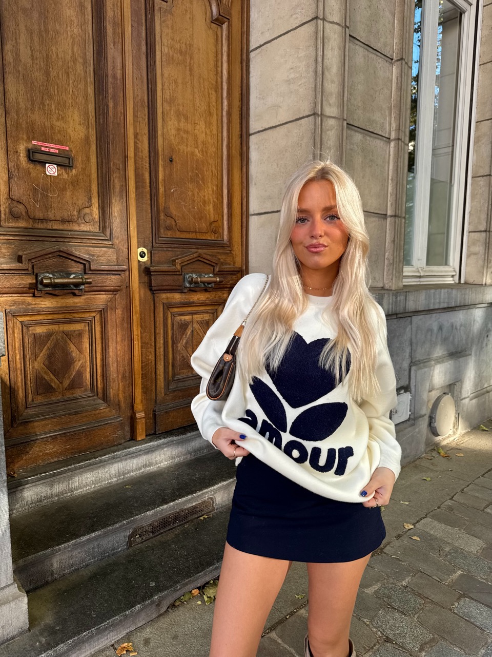 PULL AMOR ECRU/BLEU MARINE – Image 3