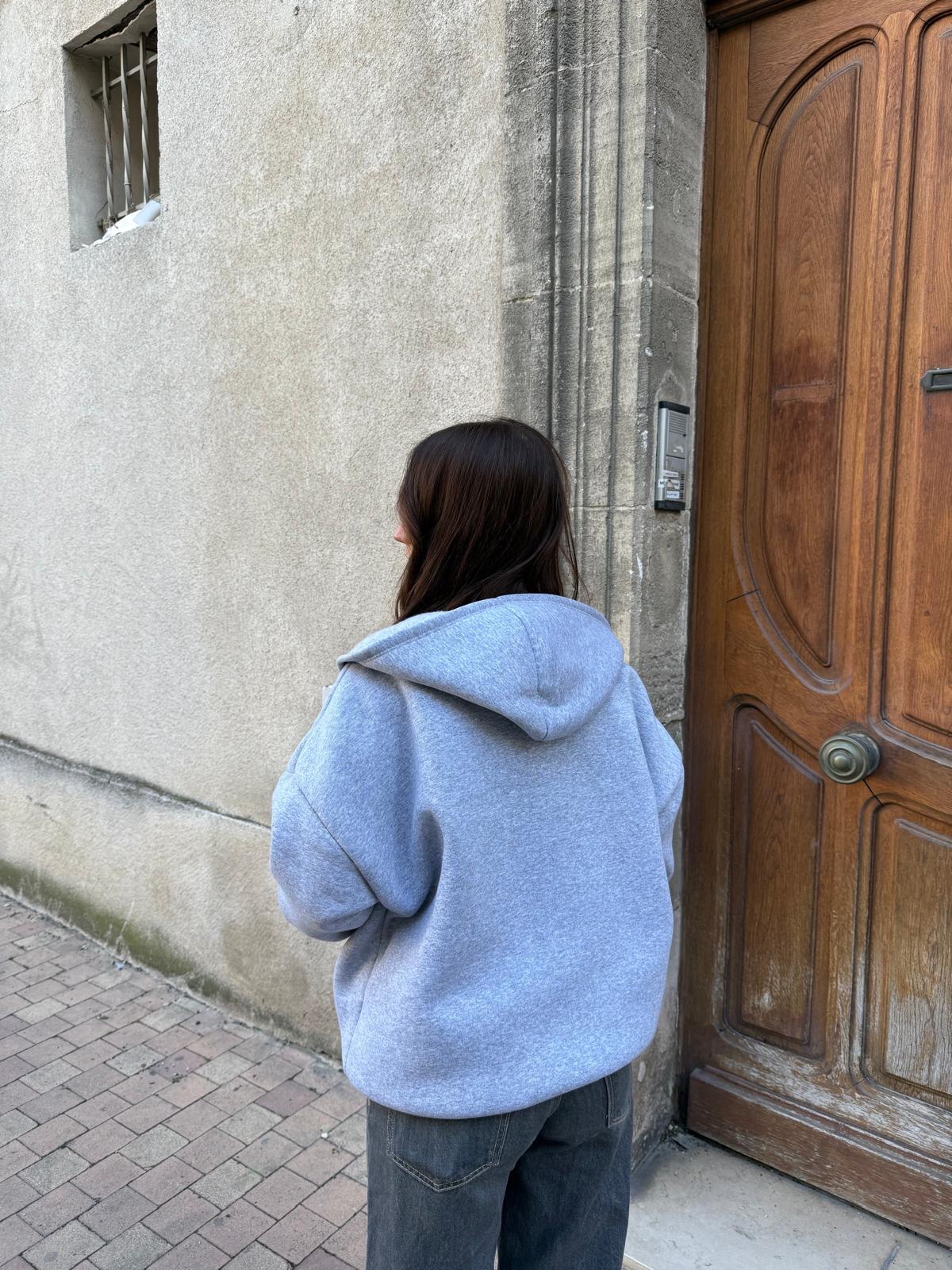 Sweat à capuche zippé oversize molletonnée ALEXIS (plusieurs coloris) – Image 5