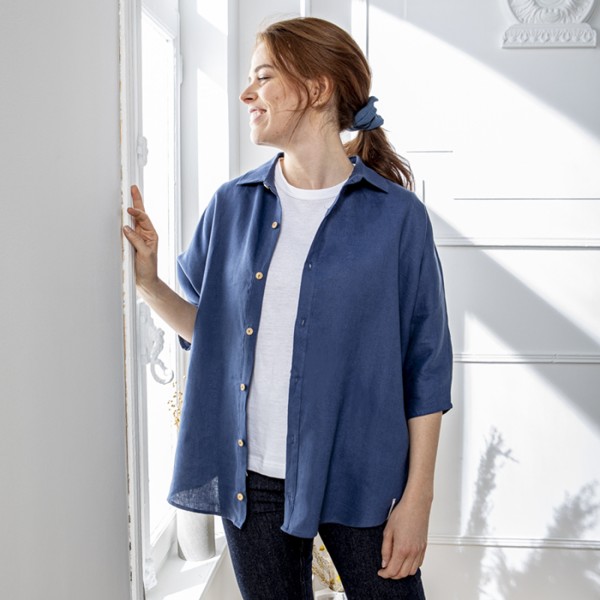 Chemise M 3/4 LILY Indigo – La Gentle Factory