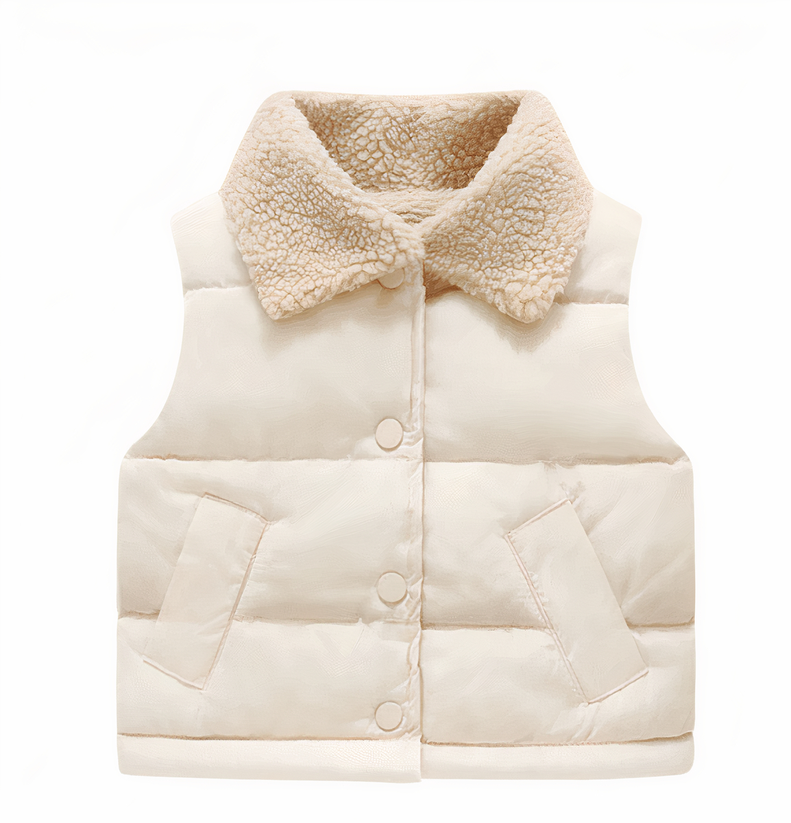 Doudoune beige sans manche doublure polaire pour enfant