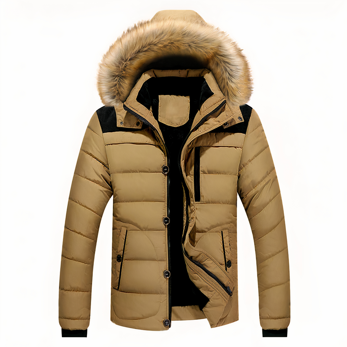 Doudoune chaude cintrée avec fourrure pour homme – Image 2