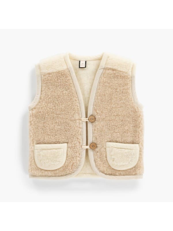 Gilet enfant sans manches laine | Beige – Kico Label