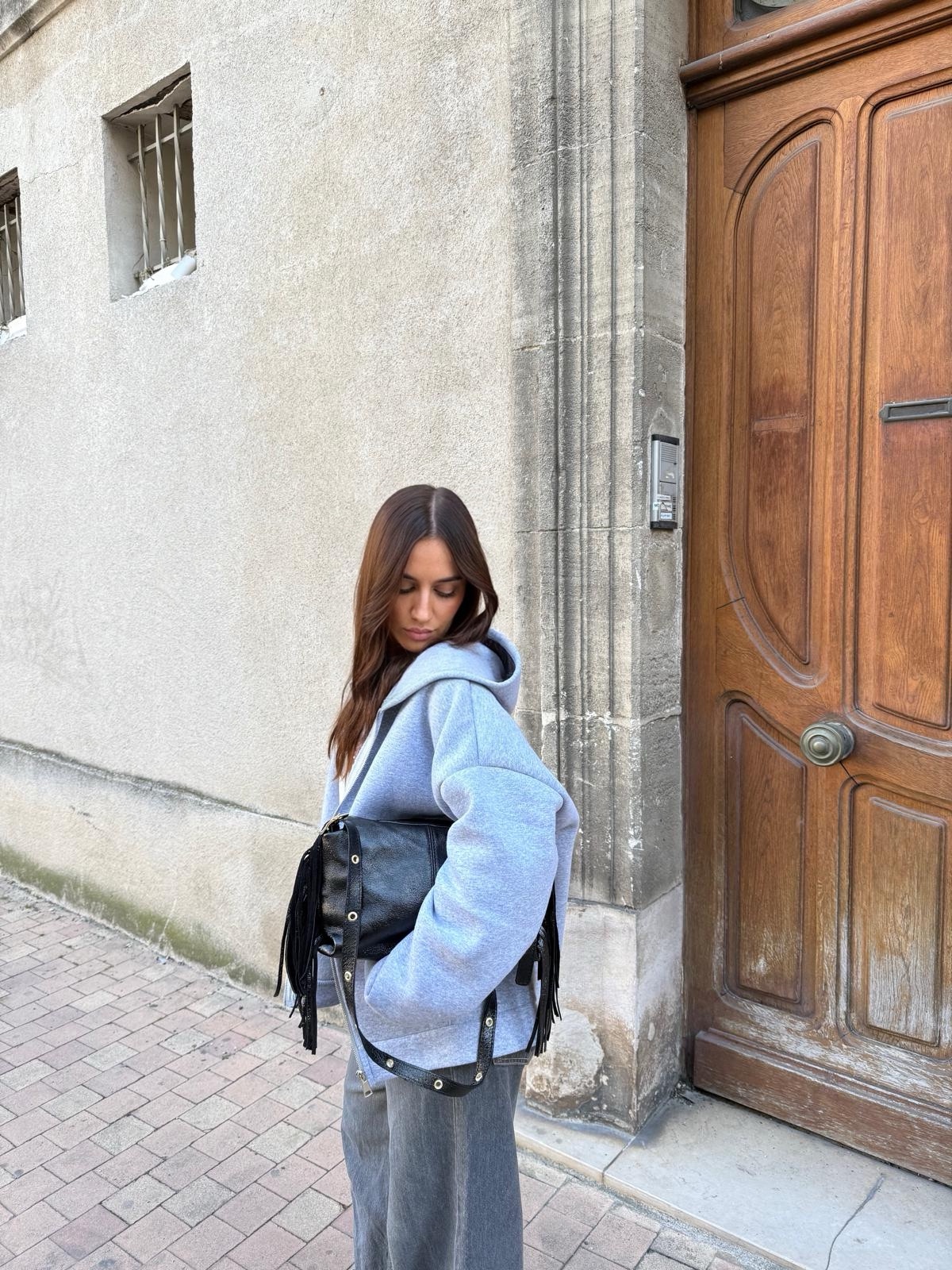 Sweat à capuche zippé oversize molletonnée ALEXIS (plusieurs coloris)