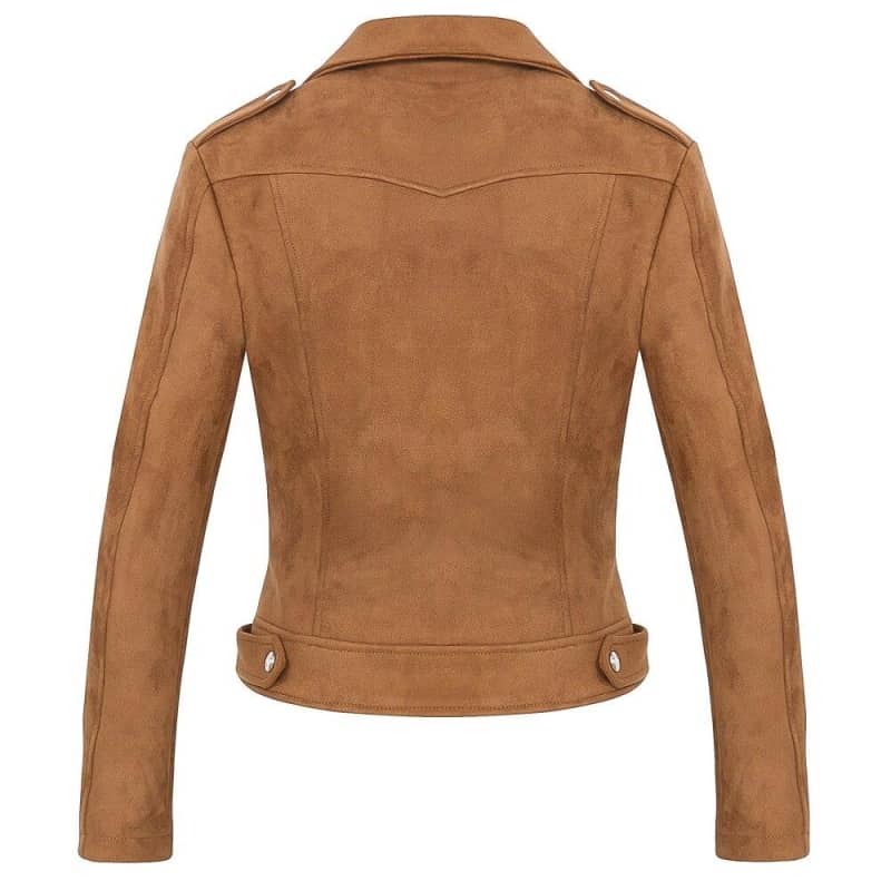 Veste biker femme camel – Image 3